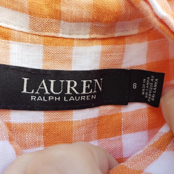 Ralph Lauren Linen Gingham Midi Dress - Picture 4 of 5